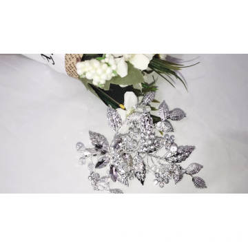 New Arrival  Sliver Leaf Bridal Headpiece Crystal Jewelry Wedding Hair Clip Hair Accessories